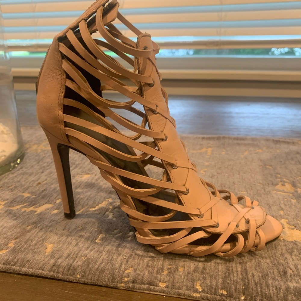 Zara strappy blush tone heels
